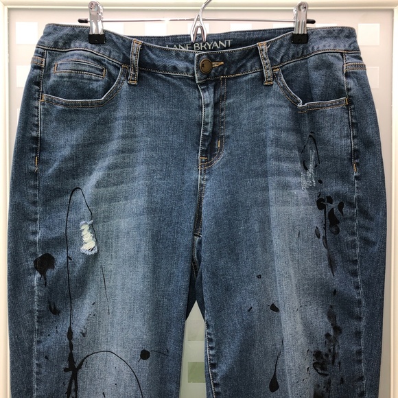 🎉3HP🎉 LANE BRYANT Low Rise Boyfriend Jeans Distressed Deconstructed Stretch 16 - Picture 3 of 16
